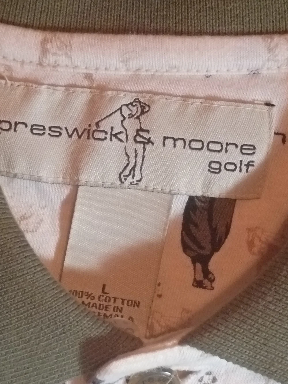 Preswick And Moore all-over print vintage Consensus Golf polo shirt Size L